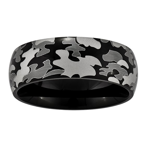 Stainless Steel 8mm w/ Grey & Black Camo Film Band