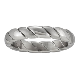 Stainless Steel 4mm W/ Alternating Polished & Satin Band