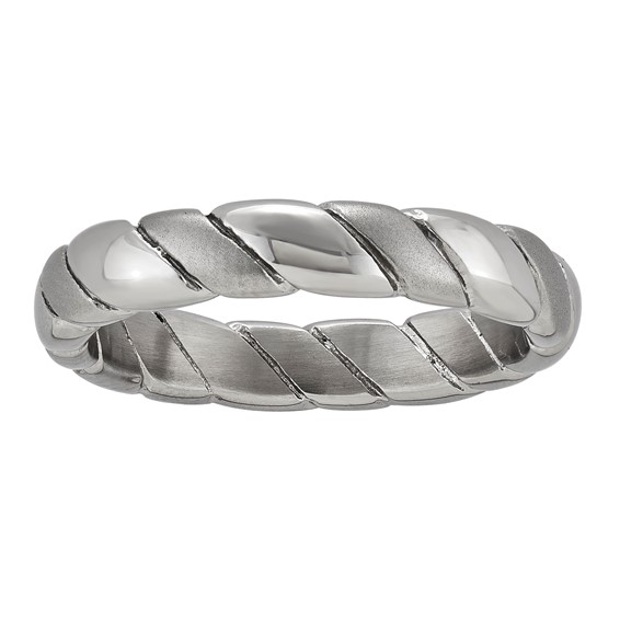 Stainless Steel 4mm W/ Alternating Polished & Satin Band