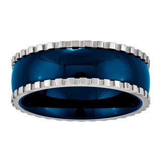 Stainless Steel 8mm w/ Blue IP Center Band