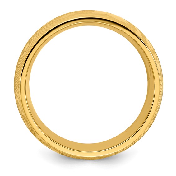 Stainless Steel 7.5mm Wood Grain Pattern Design w/ Yellow IP Band