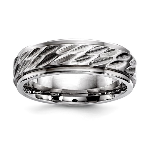 Stainless Steel 7 mm Pattern Ring