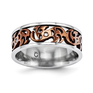 Stainless Steel 8mm .051 ctw Ring