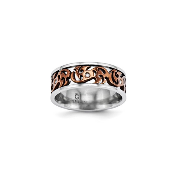 Stainless Steel 8mm .051 ctw Ring