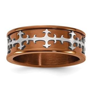 Stainless Steel GTS 8mm Coffee /Gray Cross