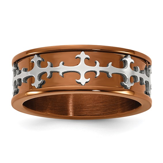 Stainless Steel GTS 8mm Coffee /Gray Cross