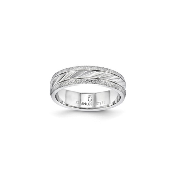 Stainless Steel 6mm D/C Edge Gents Ring
