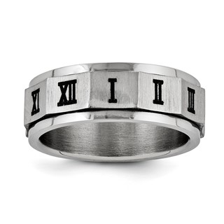 Stainless Steel & Black IP Roman Numeral Band