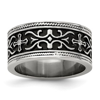 Stainless Steel Black Cross Scroll Band