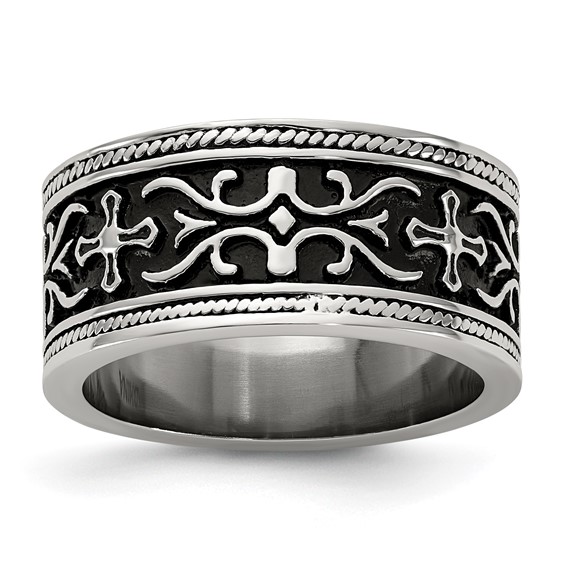 Stainless Steel Black Cross Scroll Band