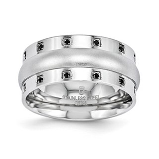 Stainless Steel .07 TCW 10 mm Diamond Band