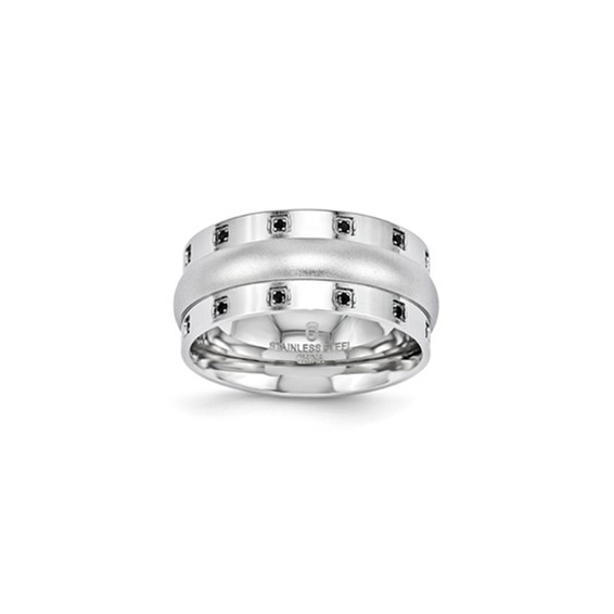 Stainless Steel .07 TCW 10 mm Diamond Band
