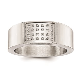 Stainless Steel .105 ct Dia Gents Ring