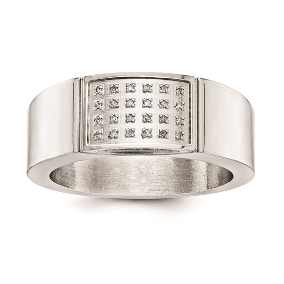 Stainless Steel .105 ct Dia Gents Ring