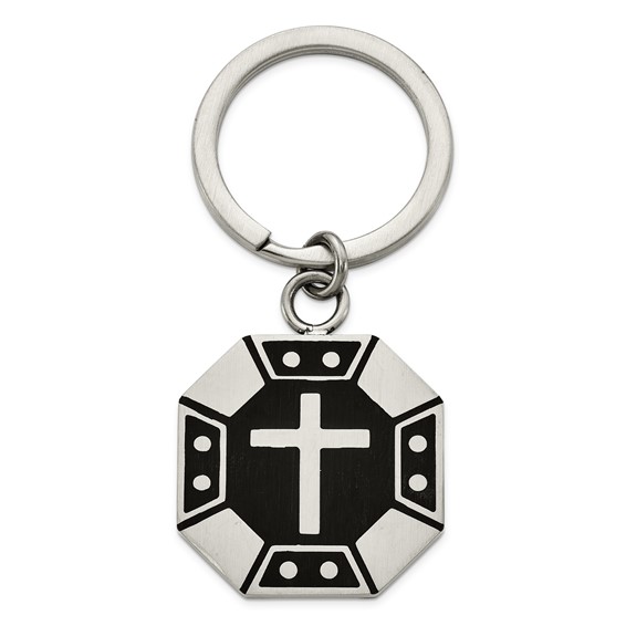 Stainless Steel Cross, Money Clip, Key Chain & Cuff Link w/ Black IP Box