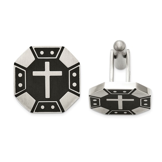 Stainless Steel Cross, Money Clip, Key Chain & Cuff Link w/ Black IP Box