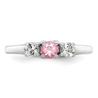 Survivor Collection Sterling Silver Rhodium-plated Clear and Pink Topaz Pamela Ring view 2