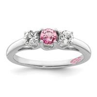 Survivor Collection Sterling Silver Rhodium-plated Clear and Pink Topaz Pamela Ring view 1