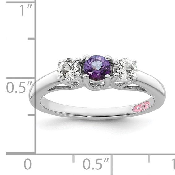 Survivor Collection Sterling Silver Rhodium-plated Clear and Purple Topaz Pamela Ring