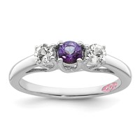 Survivor Collection Sterling Silver Rhodium-plated Clear and Purple Topaz Pamela Ring view 1