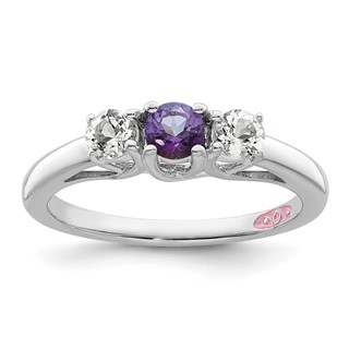 Survivor Collection Sterling Silver Rhodium-plated Clear and Purple Topaz Pamela Ring
