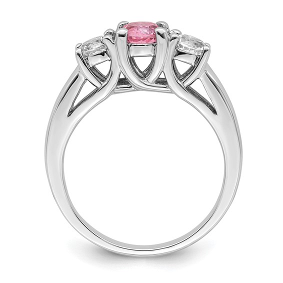 Survivor Collection Sterling Silver Rhodium-plated Clear and Pink Topaz Pamela Ring