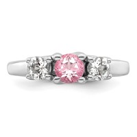 Survivor Collection Sterling Silver Rhodium-plated Clear and Pink Topaz Pamela Ring view 4