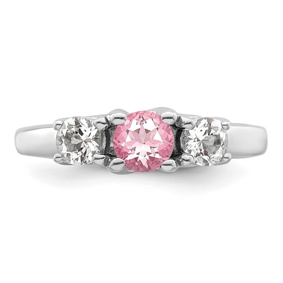 Survivor Collection Sterling Silver Rhodium-plated Clear and Pink Topaz Pamela Ring