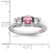 Survivor Collection Sterling Silver Rhodium-plated Clear and Pink Topaz Pamela Ring view 5