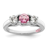 Survivor Collection Sterling Silver Rhodium-plated Clear and Pink Topaz Pamela Ring view 1