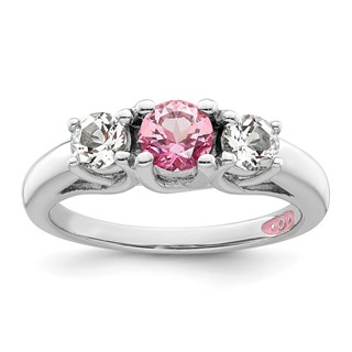 Survivor Collection Sterling Silver Rhodium-plated Clear and Pink Topaz Pamela Ring