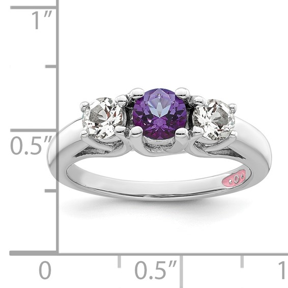 Survivor Collection Sterling Silver Rhodium-plated Clear and Purple Topaz Pamela Ring