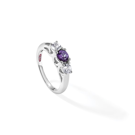 Survivor Collection Sterling Silver Rhodium-plated Clear and Purple Topaz Pamela Ring