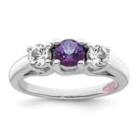 Survivor Collection Sterling Silver Rhodium-plated Clear and Purple Topaz Pamela Ring view 1