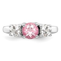 Survivor Collection Sterling Silver Rhodium-plated Clear Pink Topaz Pamela Ring view 4