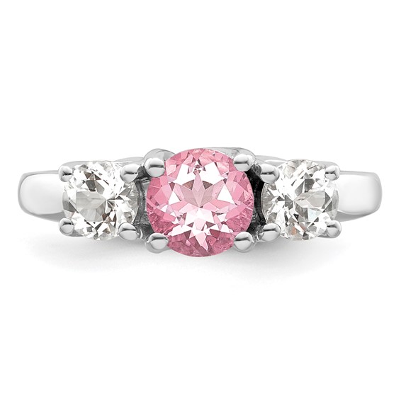 Survivor Collection 10K White Gold Clear Pink Topaz Pamela Ring