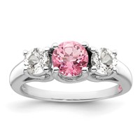 Survivor Collection Sterling Silver Rhodium-plated Clear Pink Topaz Pamela Ring view 1