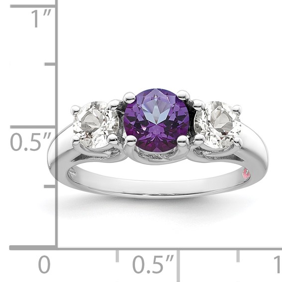 Survivor Collection Sterling Silver Rhodium-plated Clear and Purple Topaz Pamela Ring
