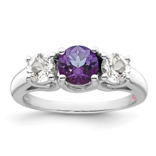 Survivor Collection Sterling Silver Rhodium-plated Clear and Purple Topaz Pamela Ring