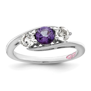 Survivor Collection Sterling Silver Rhodium-plated White and Purple Topaz Sue Ring