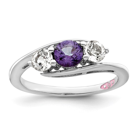 Survivor Collection Sterling Silver Rhodium-plated White and Purple Topaz Sue Ring