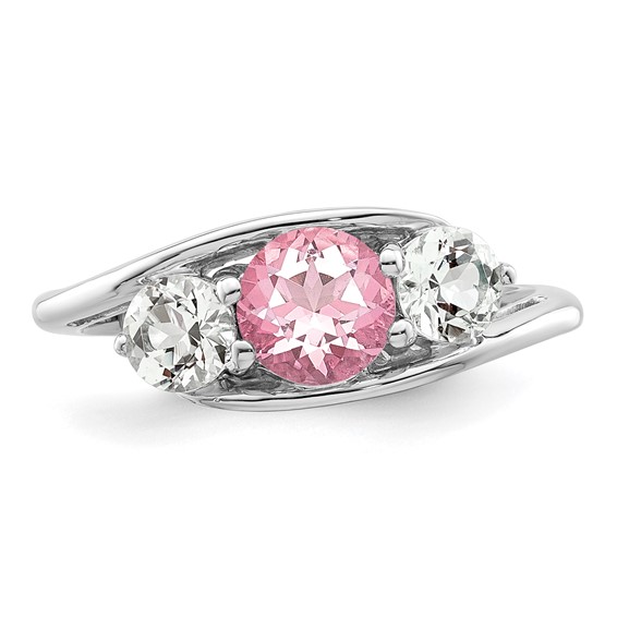 Survivor Collection Sterling Silver Rhodium-plated White and Pink Topaz Sue Ring