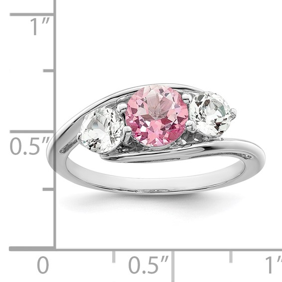 Survivor Collection Sterling Silver Rhodium-plated White and Pink Topaz Sue Ring