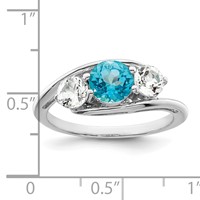 Survivor Collection Sterling Silver Rhodium-plated White and Blue Topaz Sue Ring view 3