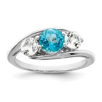 Survivor Collection Sterling Silver Rhodium-plated White and Blue Topaz Sue Ring view 1