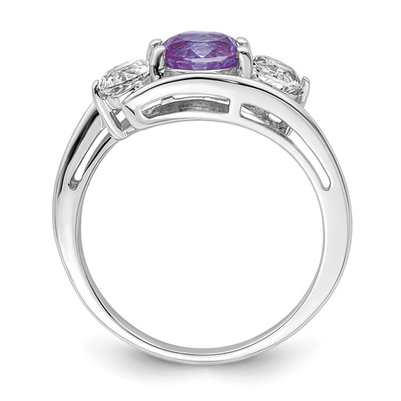 Survivor Collection Sterling Silver Rhodium-plated White and Purple Topaz Sue Ring