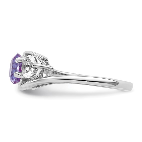 Survivor Collection Sterling Silver Rhodium-plated White and Purple Topaz Sue Ring