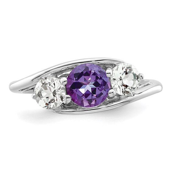 Survivor Collection Sterling Silver Rhodium-plated White and Purple Topaz Sue Ring