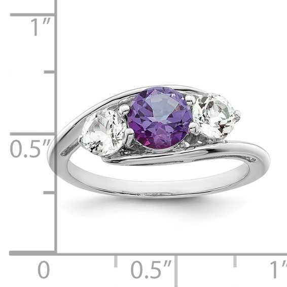 Survivor Collection Sterling Silver Rhodium-plated White and Purple Topaz Sue Ring