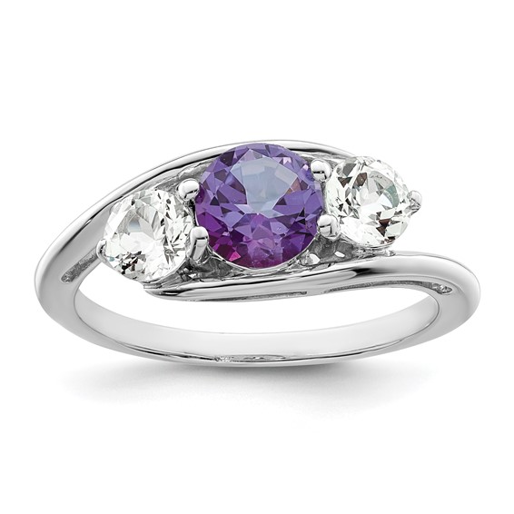 Survivor Collection Sterling Silver Rhodium-plated White and Purple Topaz Sue Ring